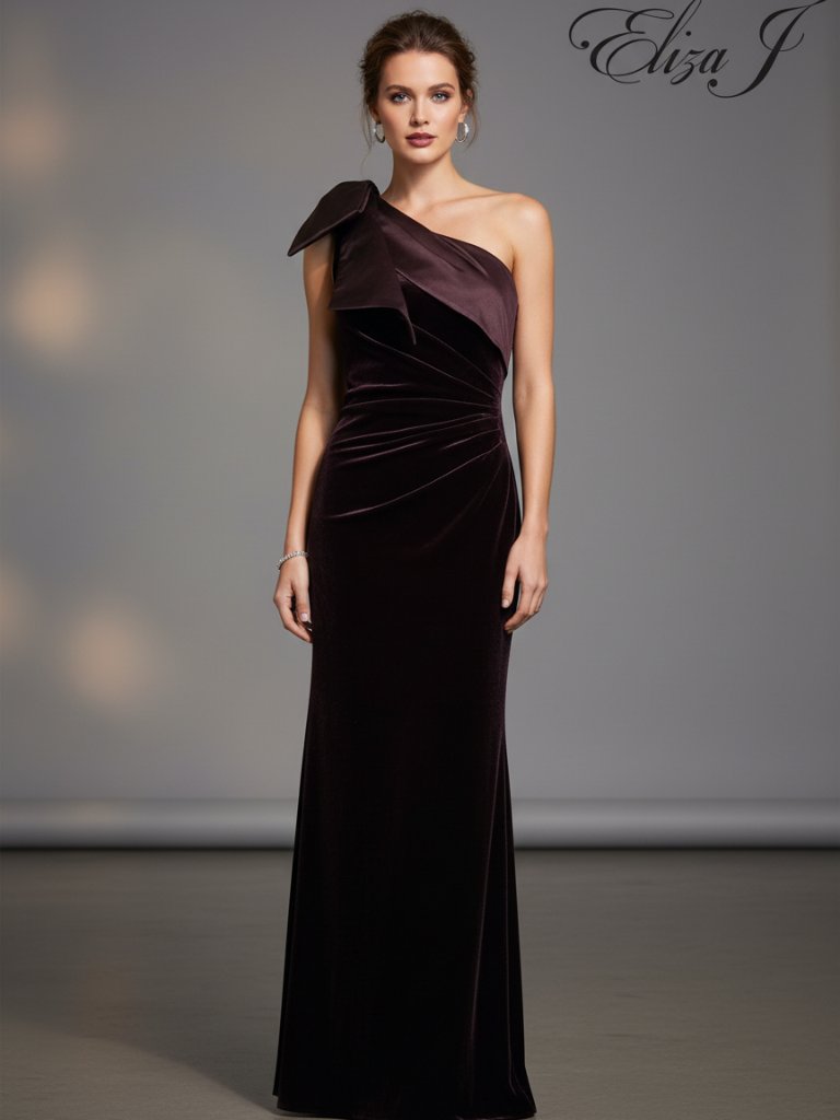 Eliza J One-Shoulder Bow Gown Nwt Purple Size 2